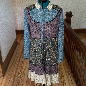 Anthropologie Multicolor Patchwork Midi Dress